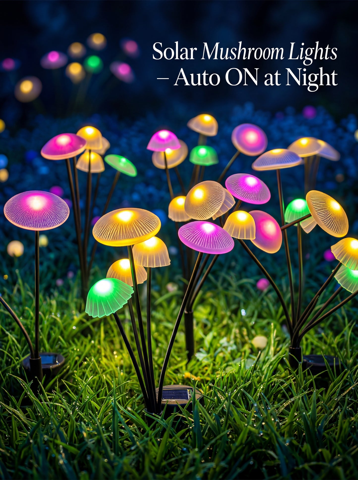 Solar Garden Lights Dual Mode LED Solar Mushroom Lights Waterproof Decor Yard Patio Pathway Jellyfish for Garden Ambiance