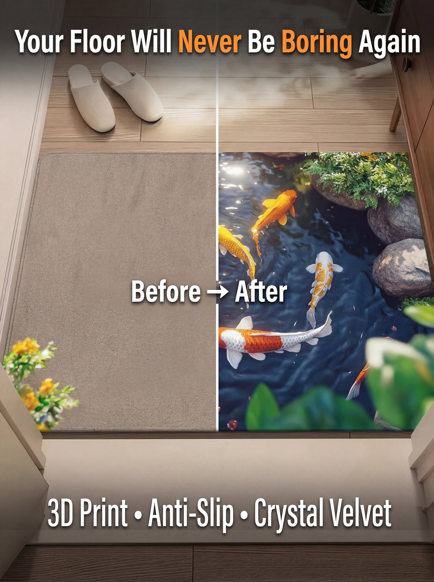 3D Optical Illusion Cat Round Hole Door Mat Daily Home Anti-slip Carpet 2D Flat Living Room Bedroom Bathroom Doorway Decor Rug