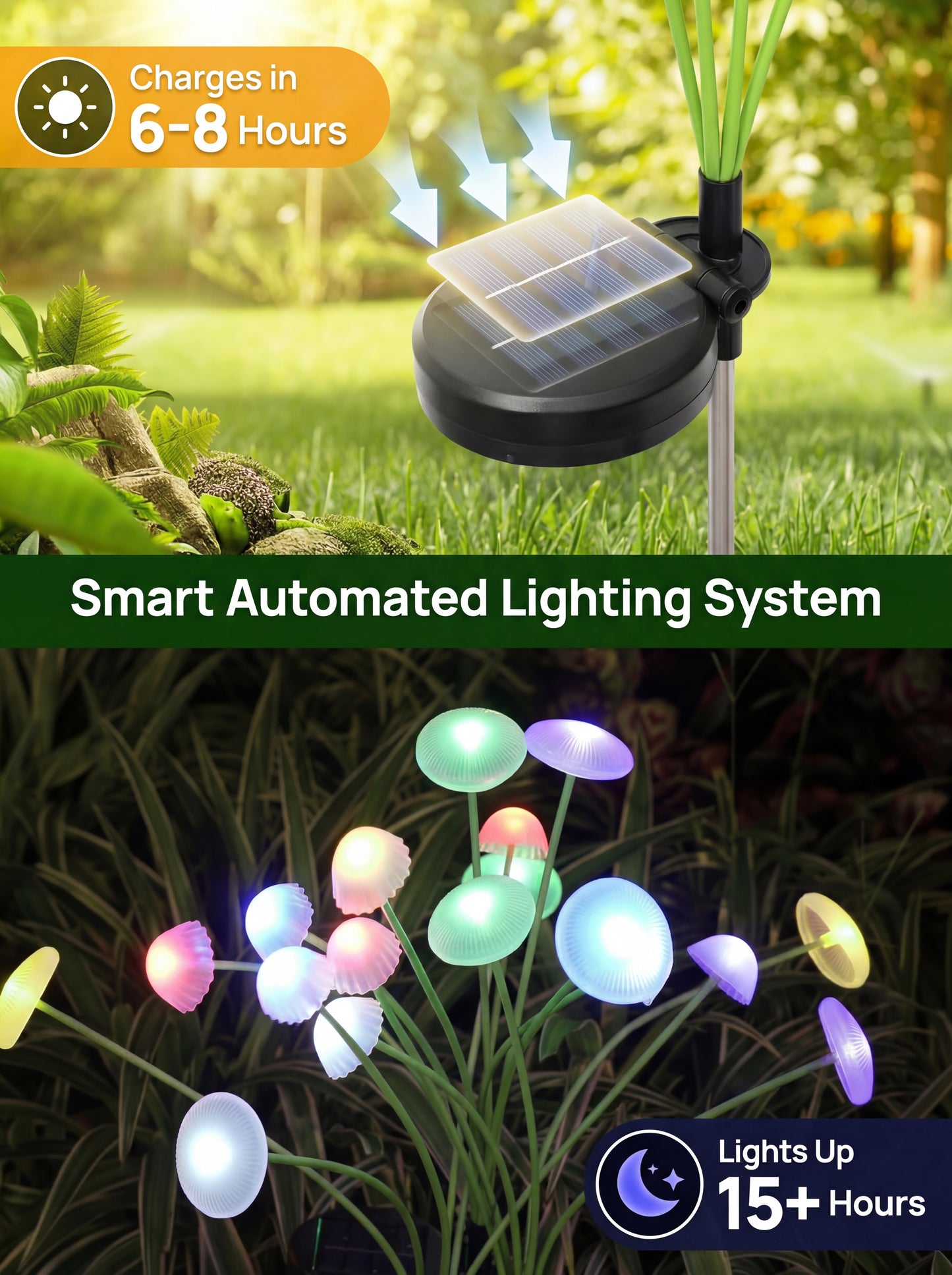 Solar Garden Lights Dual Mode LED Solar Mushroom Lights Waterproof Decor Yard Patio Pathway Jellyfish for Garden Ambiance
