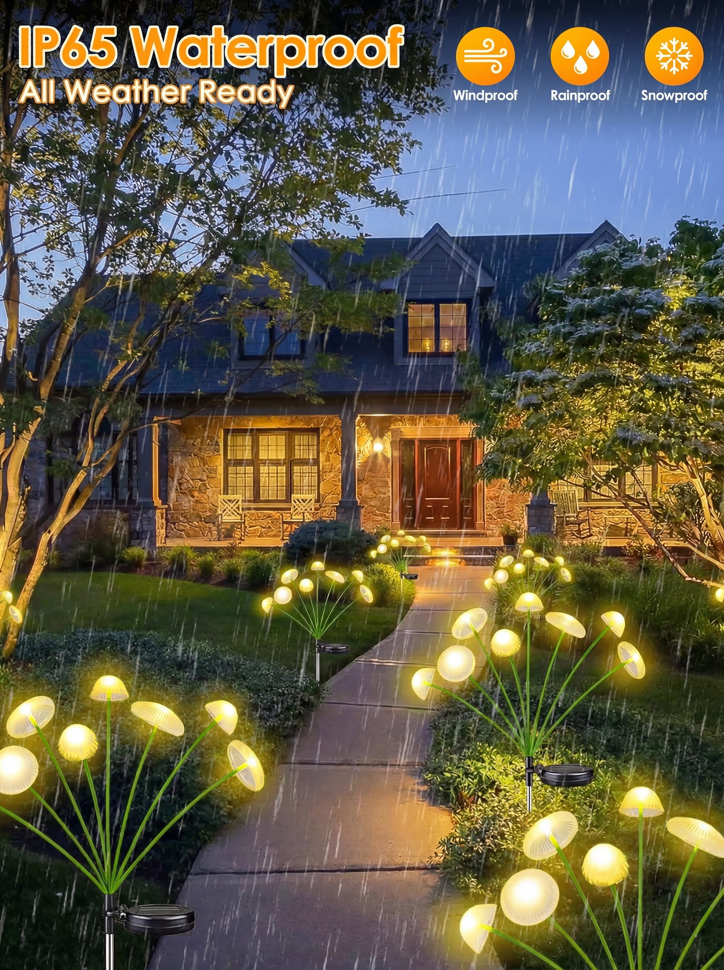 Solar Garden Lights Dual Mode LED Solar Mushroom Lights Waterproof Decor Yard Patio Pathway Jellyfish for Garden Ambiance