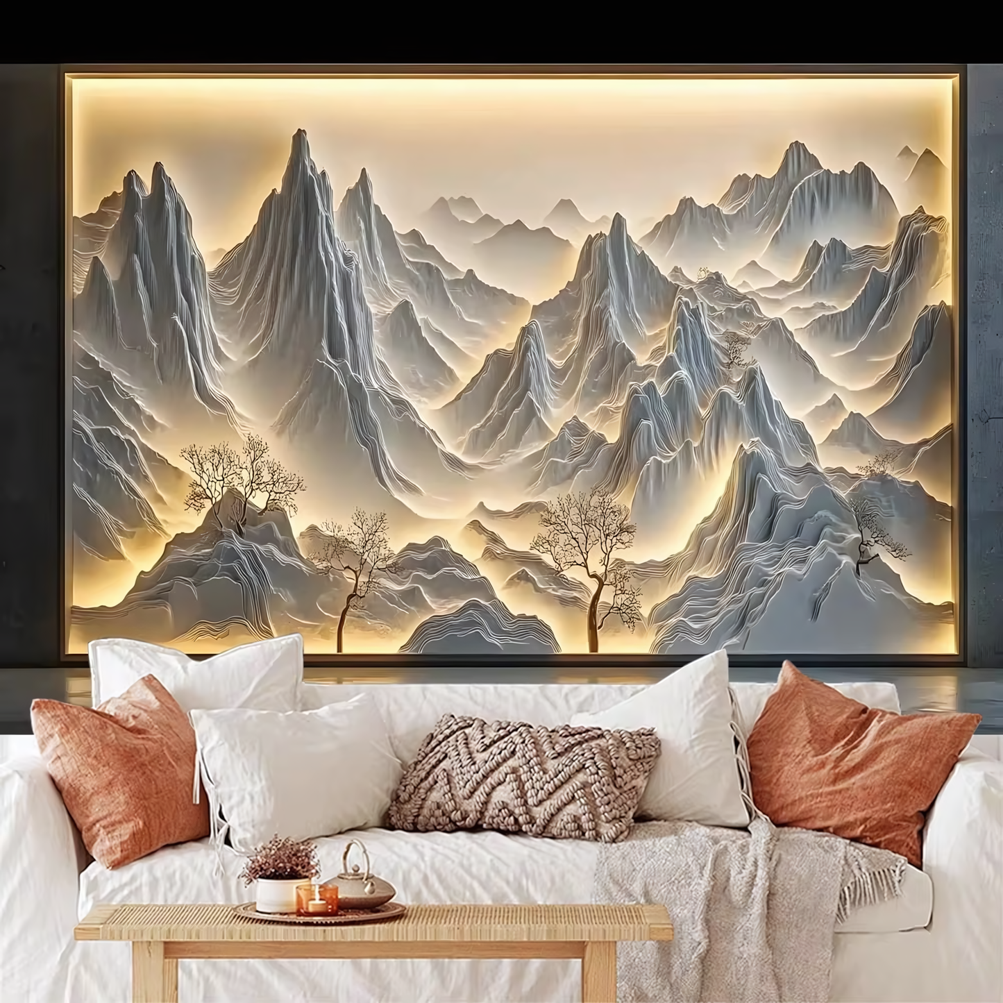 3D Mountain Landscape Wall Art Decor for Modern Home Interiors
