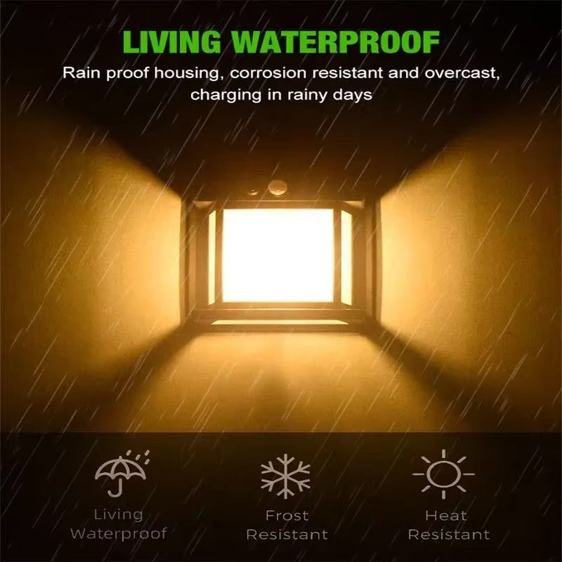 Solar-Powered Waterproof Outdoor Wall Light with Motion Sensor Tungsten Filament Garden Yard Decoration LED Lamp 3 Modes