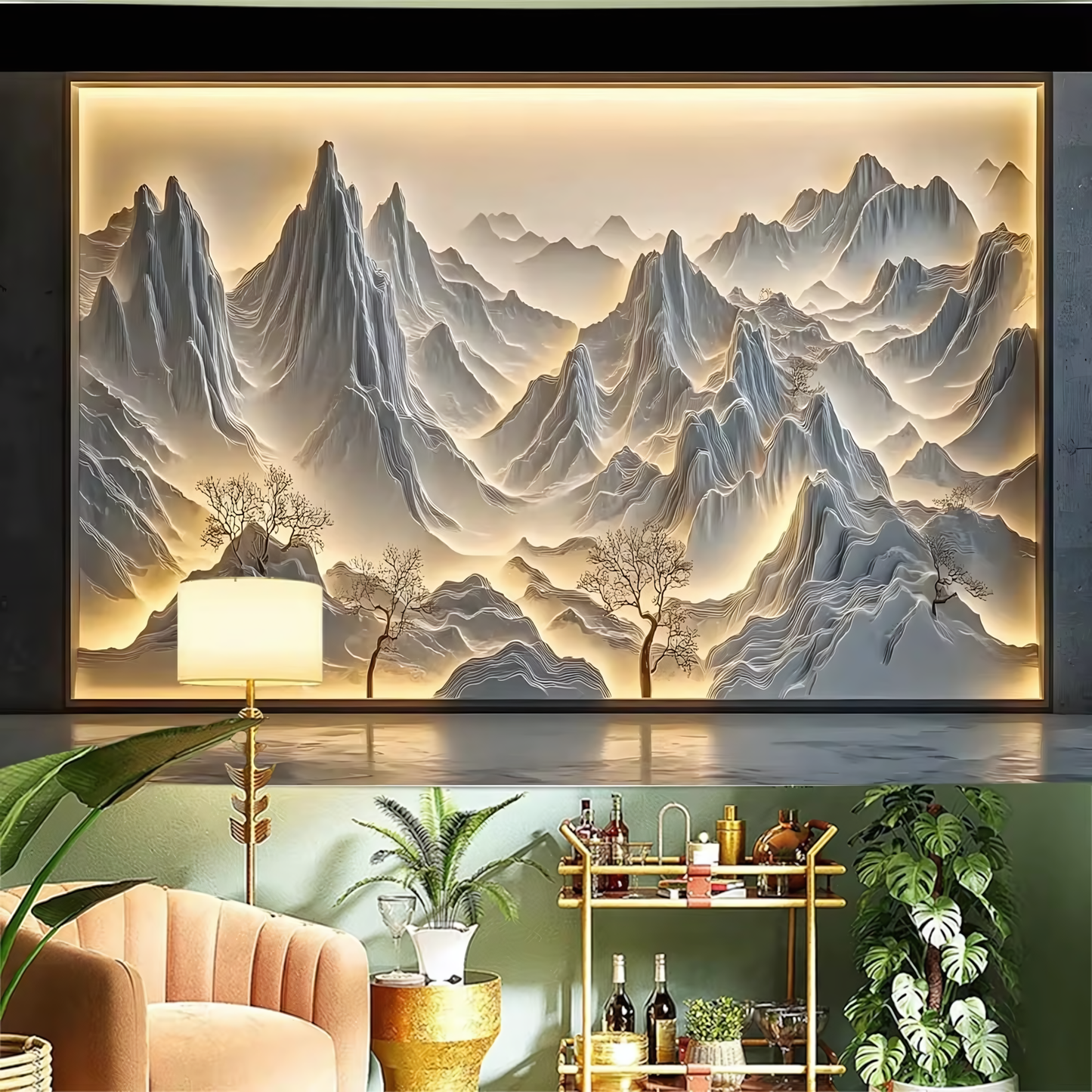 3D Mountain Landscape Wall Art Decor for Modern Home Interiors
