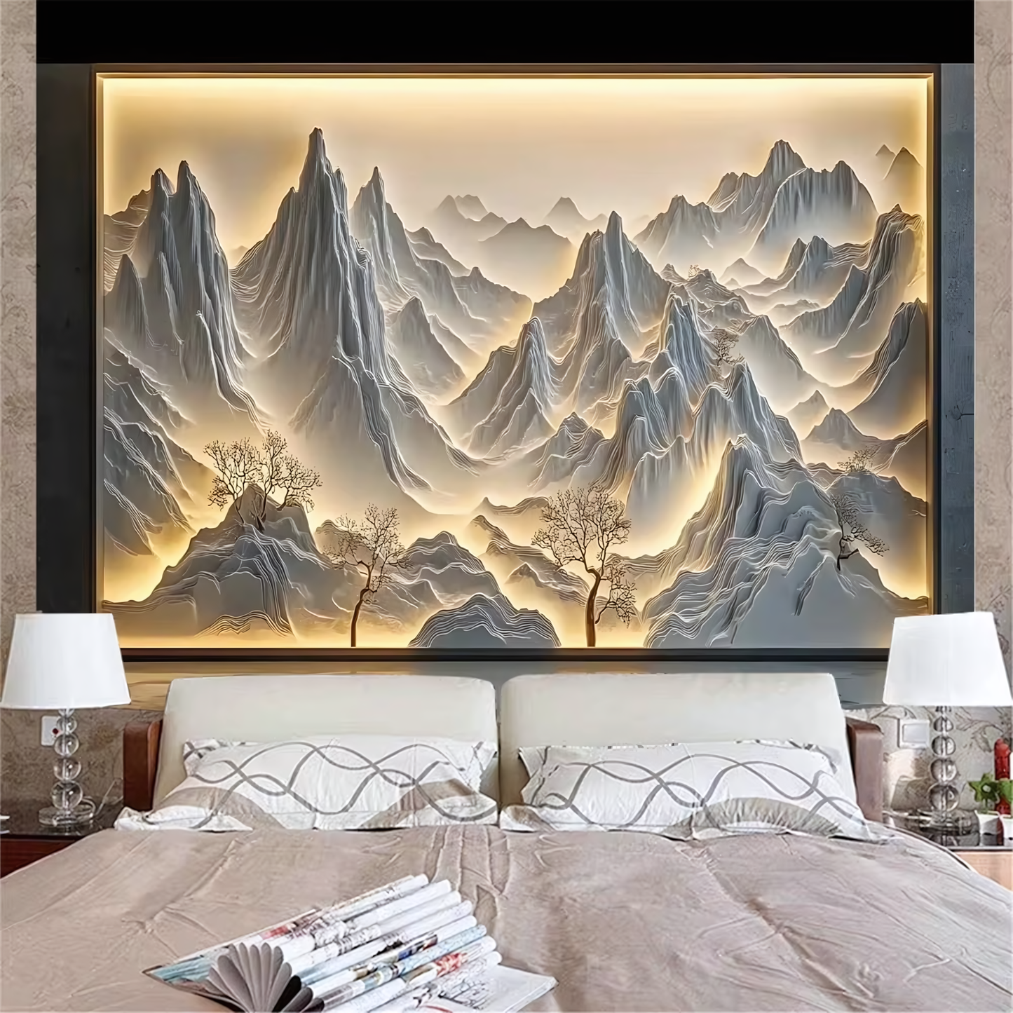 3D Mountain Landscape Wall Art Decor for Modern Home Interiors