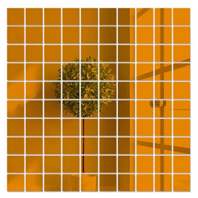 100pcs DIY Mosaic Mirror Wall Stickers Self Adhesive 3D Acrylic Square Wall Decals Tiles Background Home Decor 2x2cm 3x3cm 4x4cm