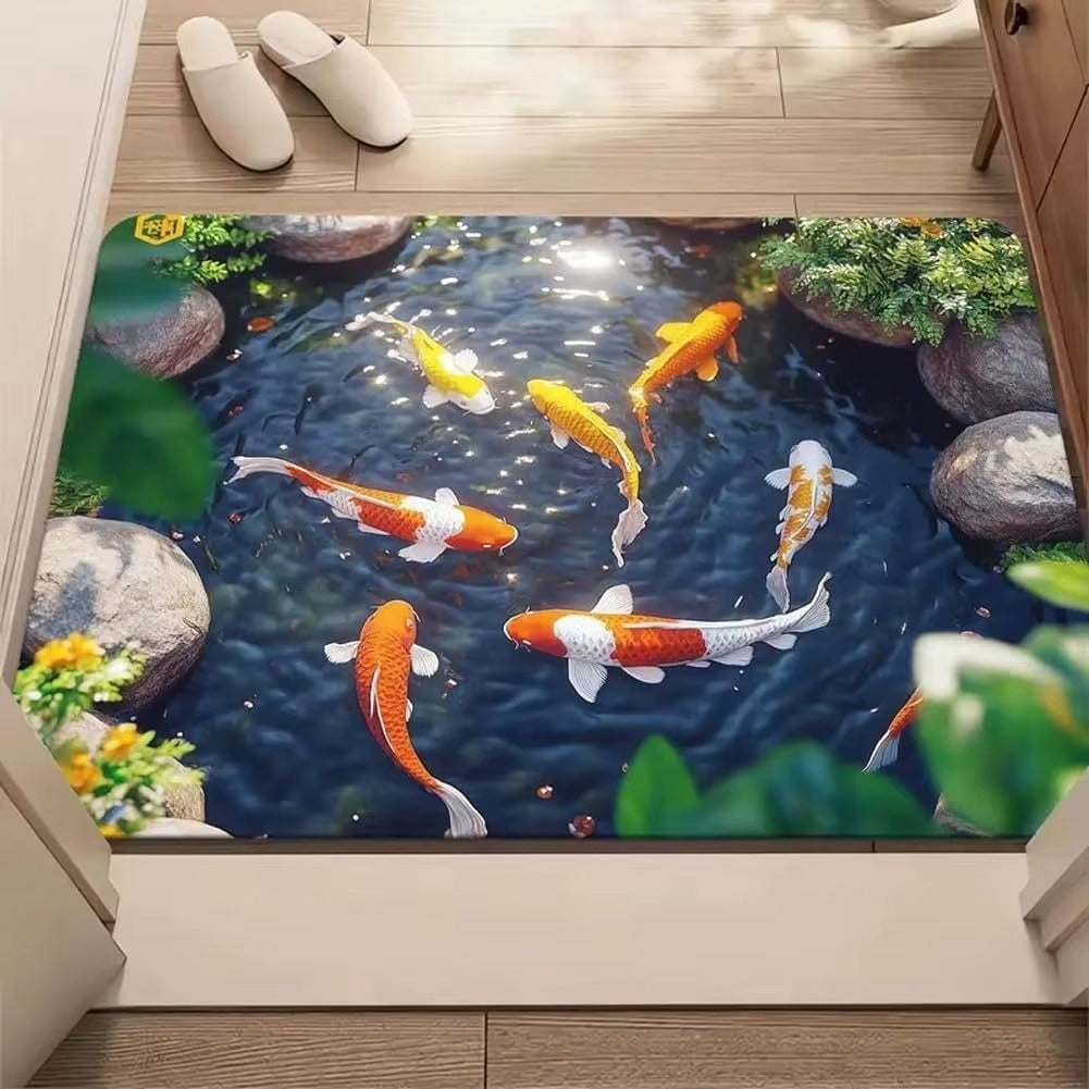 3D Optical Illusion Cat Round Hole Door Mat Daily Home Anti-slip Carpet 2D Flat Living Room Bedroom Bathroom Doorway Decor Rug