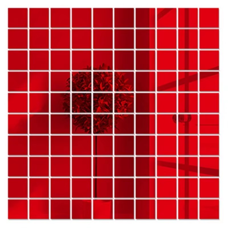 100pcs DIY Mosaic Mirror Wall Stickers Self Adhesive 3D Acrylic Square Wall Decals Tiles Background Home Decor 2x2cm 3x3cm 4x4cm